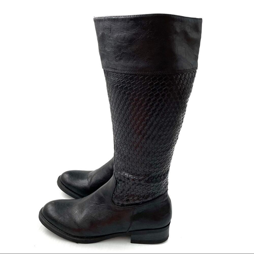 White Mountain Lakota Tall Boots Riding Boots Black Woven Textured Pattern